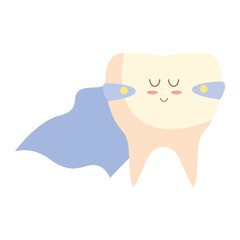 Cartoon Tooth Superhero With Cape Illustration