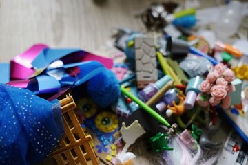 kids room messy toys dirty creativity art play game process fun cleanliness beads colorful