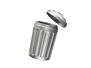 trash can with an open lid icon 3d render illustration