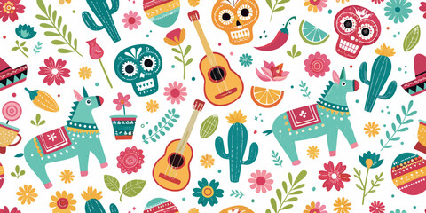 Fototapeta premium mexican seamless pattern with horse vector