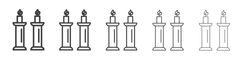Shabbat candles icon Line graphics illustration symbol