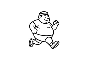 Hand drawn illustrations plus size individuals engaged in sport or fitness activities
