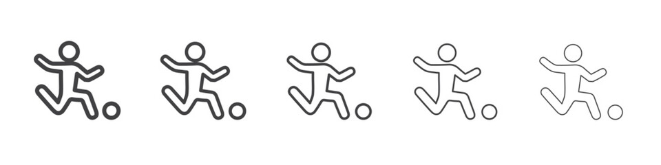 Soccer player with ball icon Line graphics illustration symbol