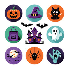 Obraz premium 2d vector illustration Halloween t shirt icon design items ghost character Candles in carved pumpkin 