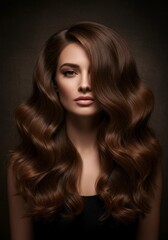 Naklejka premium Luxurious Long Brown Wavy Hair - Salon Style Inspiration