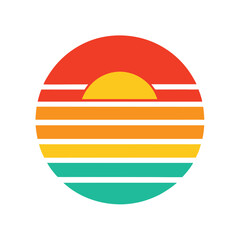 retro vintage sunset striped white background 29