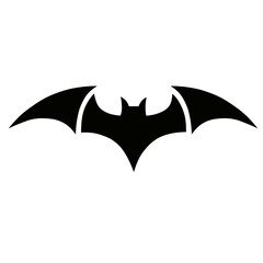 Fototapeta premium Black silhouette of a flying bat in minimalist vector style. Ideal for Halloween designs, horror-themed graphics, wildlife concepts, and spooky branding elements.