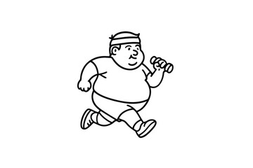 Hand drawn illustrations plus size individuals engaged in sport or fitness activities