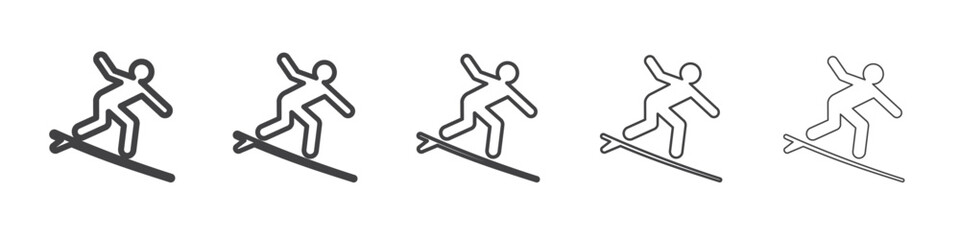 surfing icon Line graphics illustration symbol