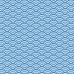青色のシームレスな和柄パターン