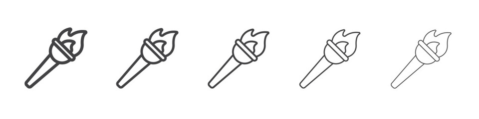 Torch flame icon Line graphics illustration symbol