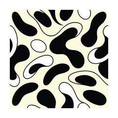 Abstract Black and White Swirl Pattern with Curved Lines and Shapes