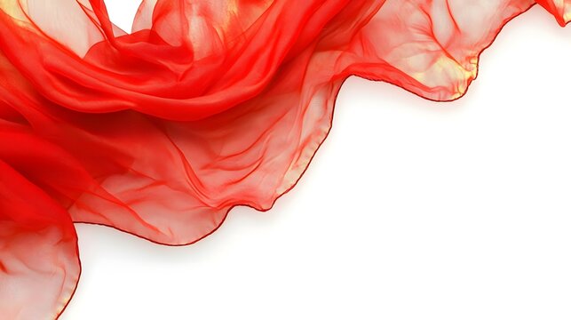 Red Sheer Fabric Drape, Elegant Textile Texture Background