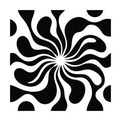 Abstract Black and White Swirl Pattern with Curved Lines and Shapes