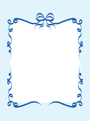 Vintage Bow Ribbon Frame Decoration. Mediterranean Amalfi Style Art. Empty Wedding Card Invitation Page. Italy or Greece Romantic Vibes Elegant Line Design. Aesthetic Timeless Minimalist Retro Border.