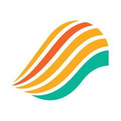 retro vintage vertical striped beach wave vector icon