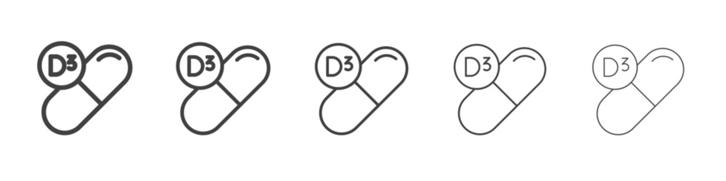 Vitamin D3 icon Line graphics illustration symbol