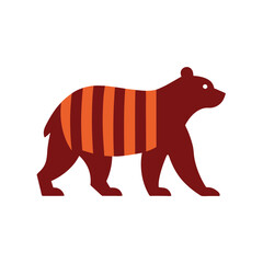 retro vintage vertical striped bear walking vector
