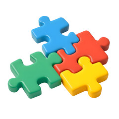 Fototapeta premium Connected puzzle pieces forming a whole. Solving problems and team work metaphor with black background