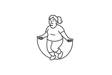 Hand drawn illustrations plus size individuals engaged in sport or fitness activities