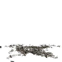 A sprawling, irregular mass of small, metallic, resembling debris or fragmented metal.  Tiny specks...