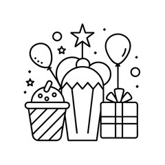 Party Favors Outline Vector Line Drawing