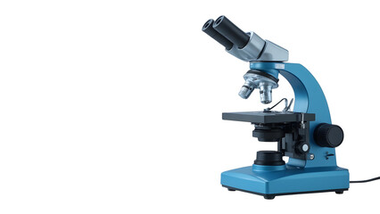 Fototapeta premium Blue microscope for science research and laboratory analysis equipment for medical and biology studies on transparent background