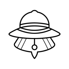 Rain Hat Outline Line Art Vector Design
