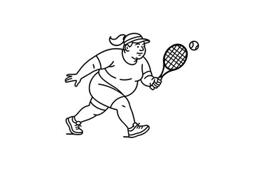 Hand drawn illustrations plus size individuals engaged in sport or fitness activities