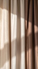 Obraz premium Sunlight Through Sheer Beige and Brown Curtains