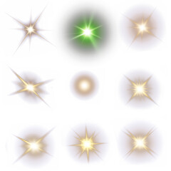 Set Falling star png, Gold silver blue star light. Yellow light effect. Shining light with yellow gold color. Png spotlight spark.