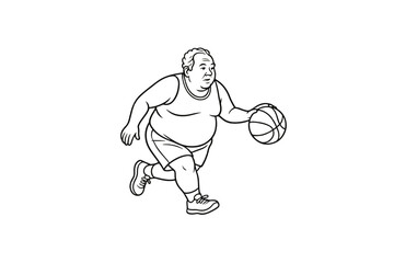Hand drawn illustrations plus size individuals engaged in sport or fitness activities