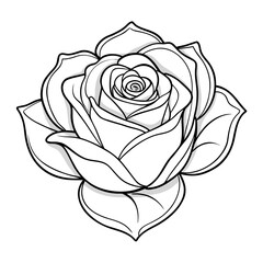 Rose Flower Vector Outline Illustration