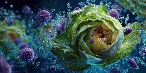 Food Contamination: E. coli and Salmonella Outbreak in Leafy Vegetables Concept