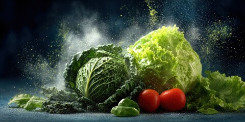 Food Contamination. Conceptual Illustration of E Coli and Salmonella Outbreak in Fresh Leafy Vegetables