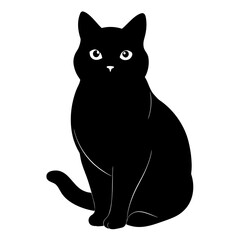 Obraz premium Black British Shorthair Sitting Cat Silhouette vector for Design Use