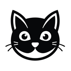 Cat Face Glyph Icon – Simplified Solid-Fill Vector for Small-Scale Use