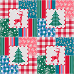 Christmas Patchwork Style Seamless Pattern