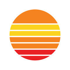 simple retro stripe icon forming circular sunset