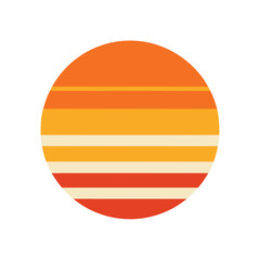 simple retro striped circle sun with sunset palette