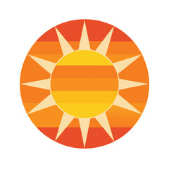simple retro sun icon with smooth colored layers