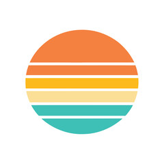 simple retro sunset with evenly spaced soft pastel stripes