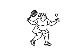 Hand drawn illustrations plus size individuals engaged in sport or fitness activities