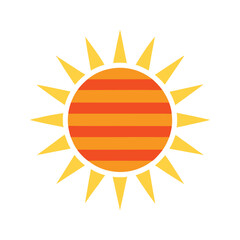 simple striped retro sun with flat design vector
