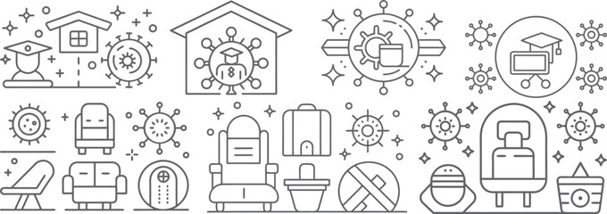 Illustrative Icons Depicting Pandemic Life and Safety Measures