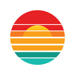 simplified retro sunset with wide horizontal stripes