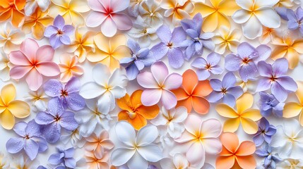 Fototapeta premium Pastel Plumeria and Waterlily Flower Background
