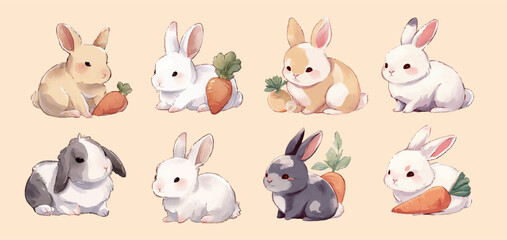 Obraz premium set of cute rabbit