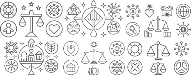 Comprehensive Icon Set Representing Diverse Global Concepts and Themes