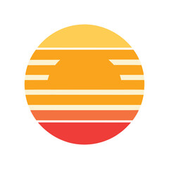 soft gradient retro stripe sun icon with rounded corners